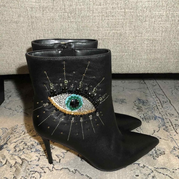 Kurt Geiger Women's Belgravia Pointed Toe Evil Eye High Heel Ankle Boots - Picture 3 of 8